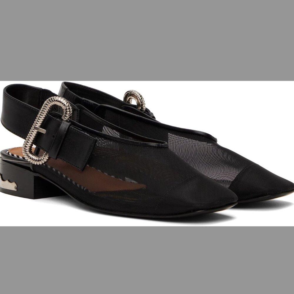 Toga Pulla Black Mesh & Leather Slingback Heels Sz 41